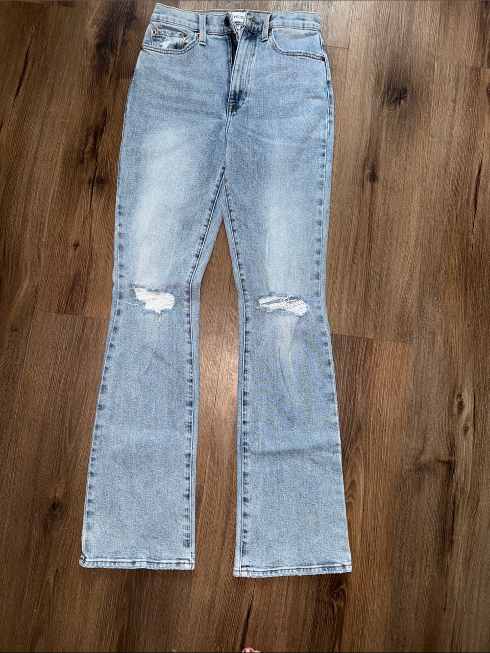 pistola Light Wash Distressed Flare Jeans